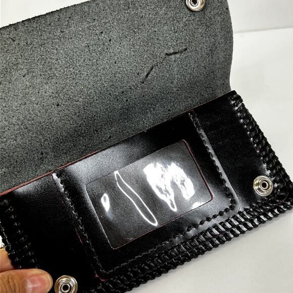 Leather Biker Long Wallet On Chain New - Picture 3 of 5